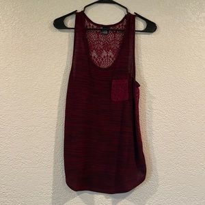 Burgundy lace back tank
